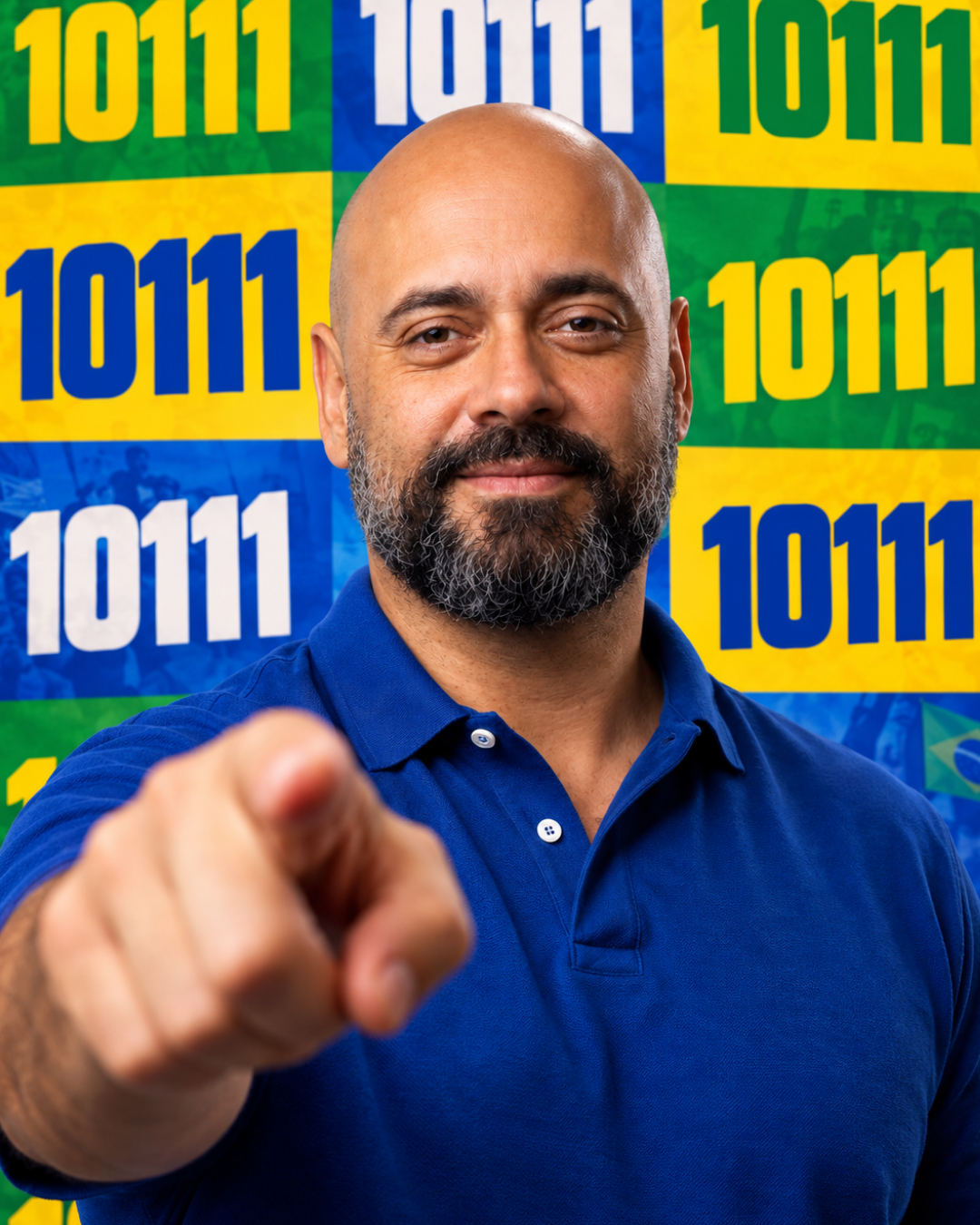 Diógenes Bastos olhando para a câmera